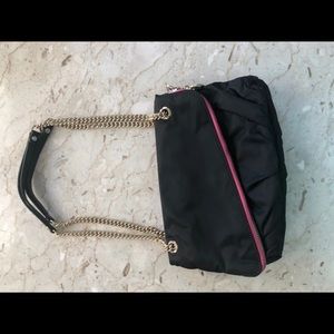 Henri Bendel small black satin crossbody